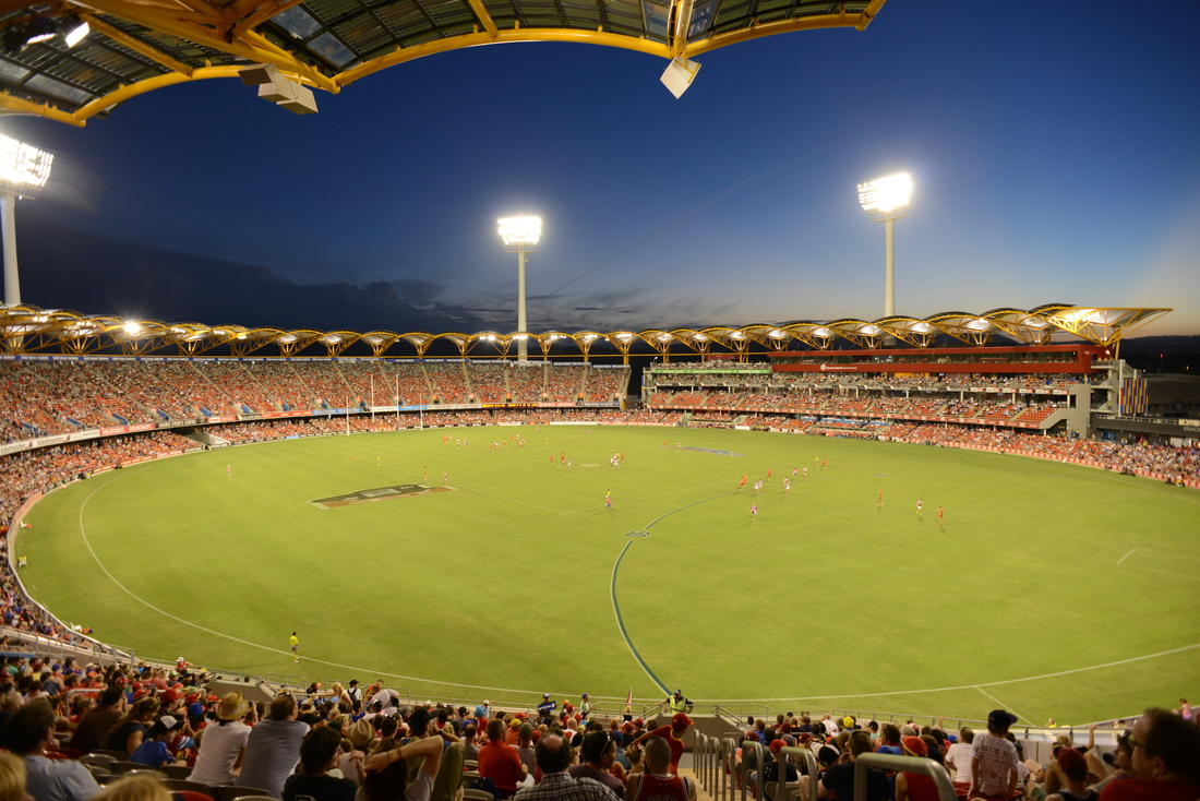 The Gold Coast Suns playing at Peoples First Stadium.