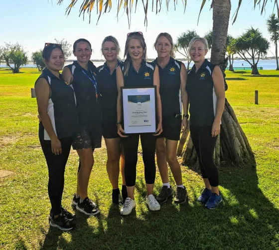 The housekeeping team from Broadwater Tourist Park with their Team of the Year award.