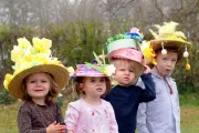 3 children in their Easter bonnets