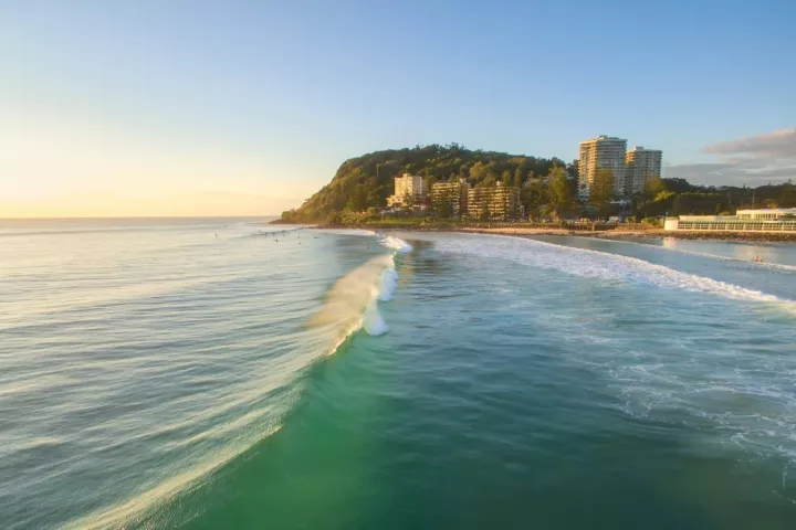 View of Burleigh beach and Burleigh Hill