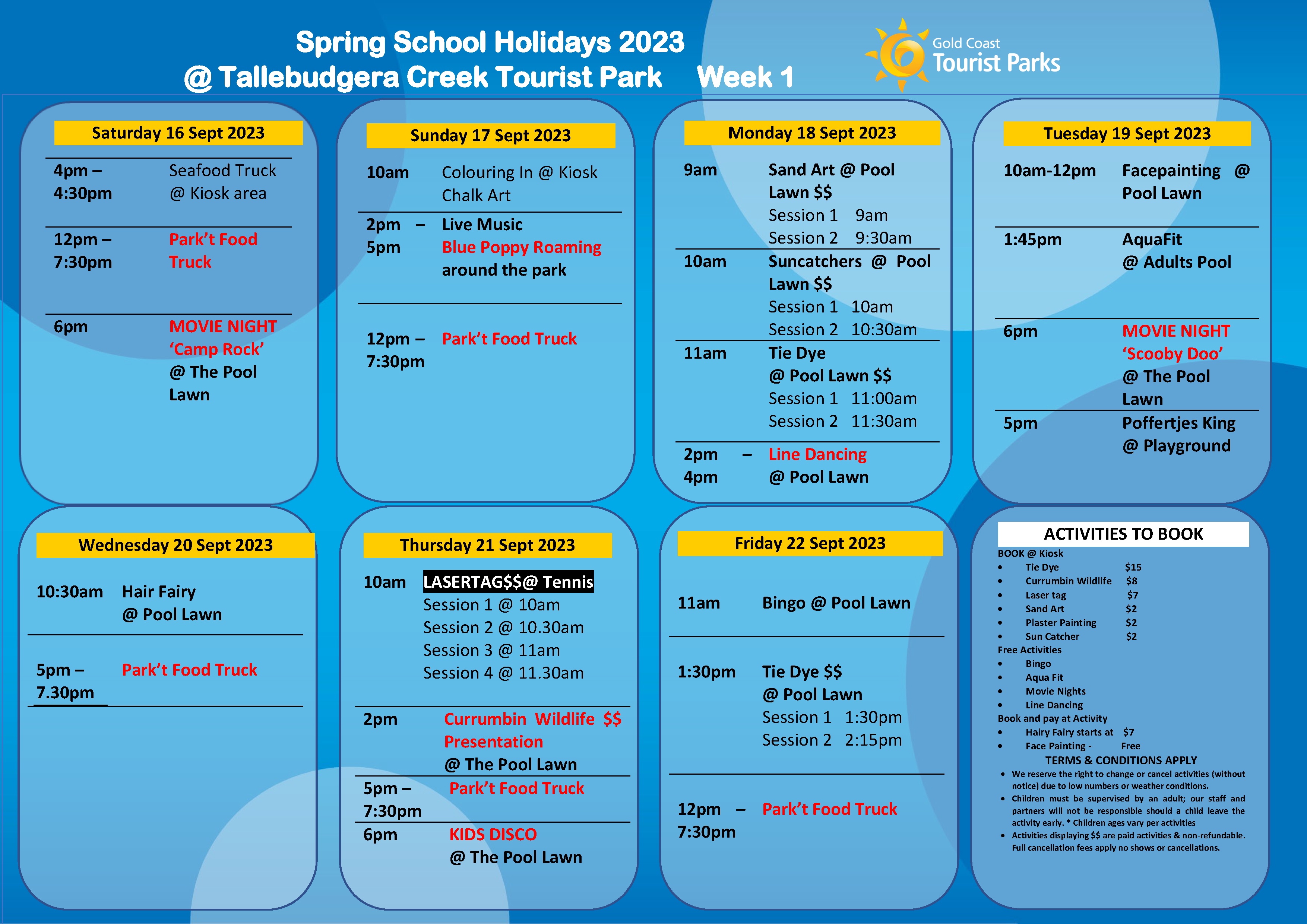 Week 1 of the activities