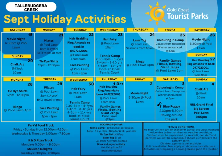 School Holiday Activity Schedule